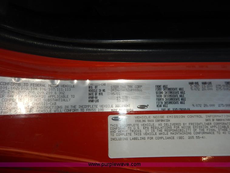 image for item K1717 2002 Sterling LT7501 dump truck