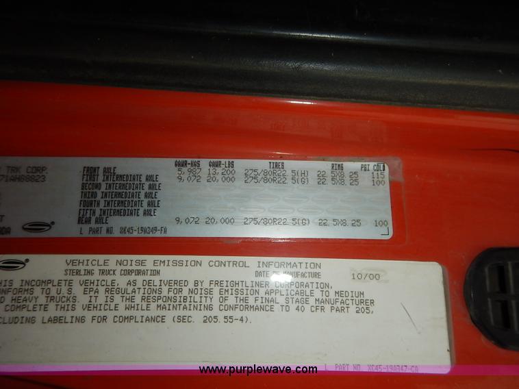 image for item K1726 2001 Sterling LT7501 dump truck