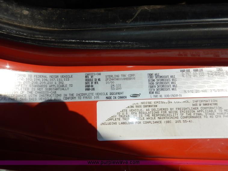 image for item L2296 2001 Sterling LT7500 dump truck