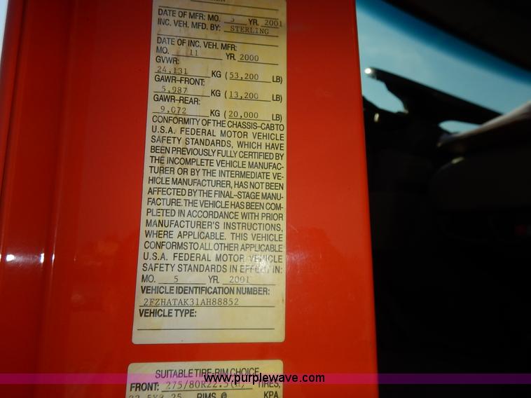 image for item L2306 2001 Sterling LT7500 dump truck