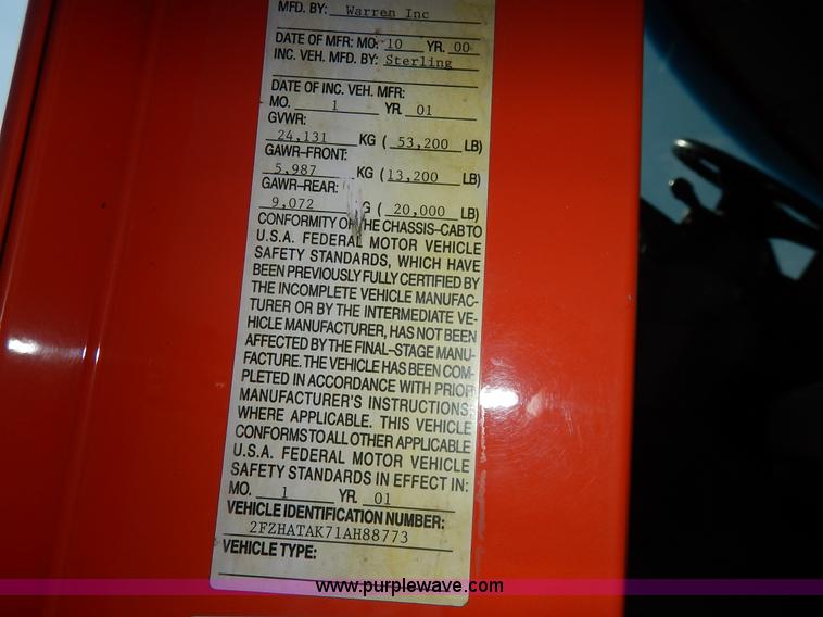 image for item L2307 2001 Sterling LT7500 dump truck