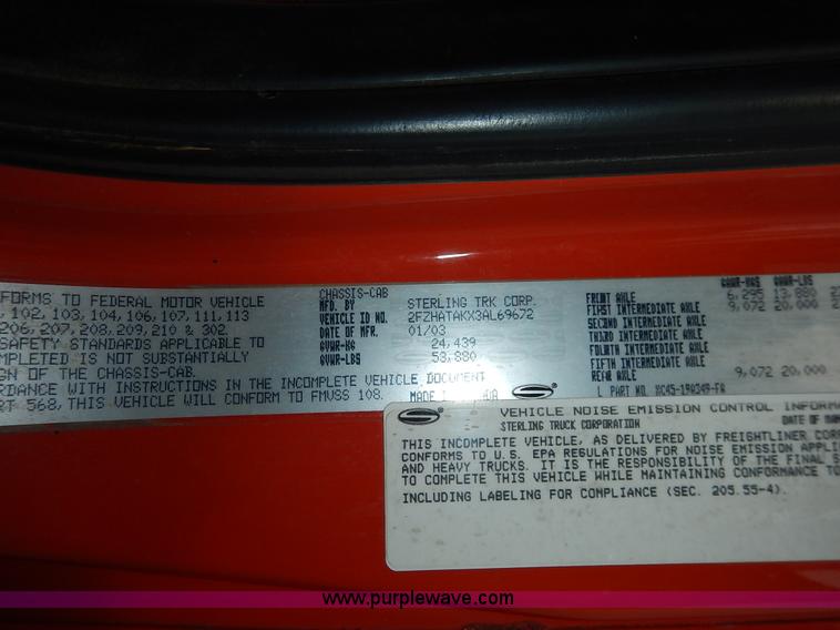 image for item L2490 2003 Sterling LT7500 dump truck