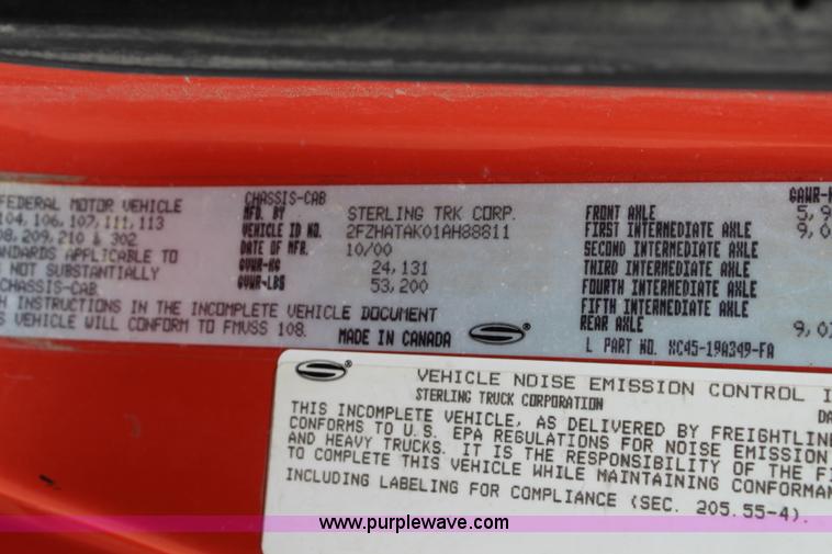 image for item L2492 2001 Sterling 7500 dump truck