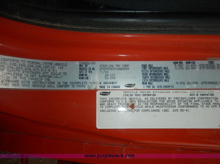 image for item L2493 2001 Sterling LT7500 dump truck