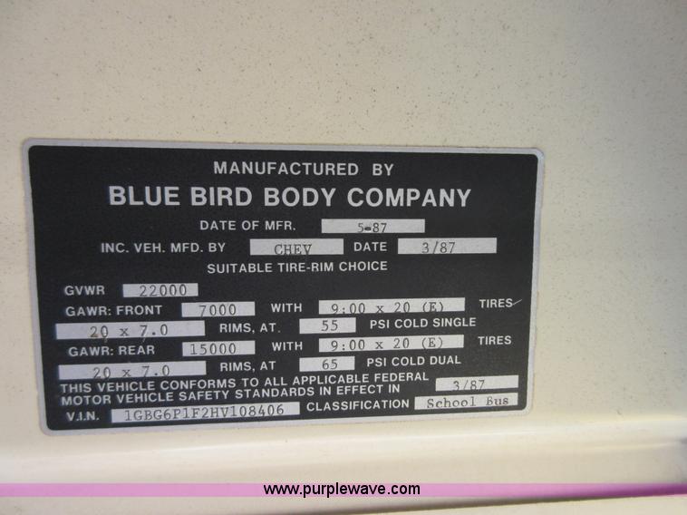 image for item BB9130 1987 Chevrolet school bus