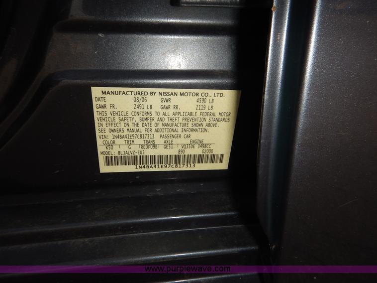 image for item J6398 2007 Nissan Maxima SE
