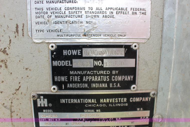 image for item K1196 1970 Howe fire truck