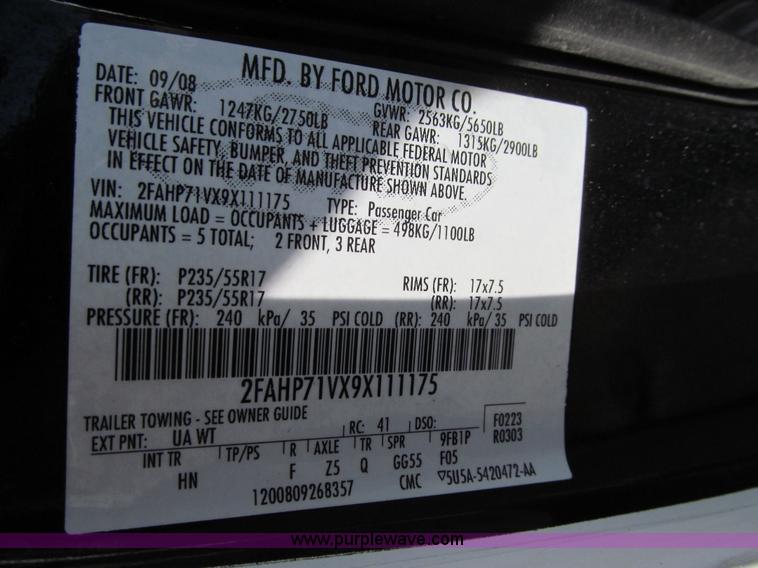 image for item K6371 2009 Ford Crown Victoria Police Interceptor