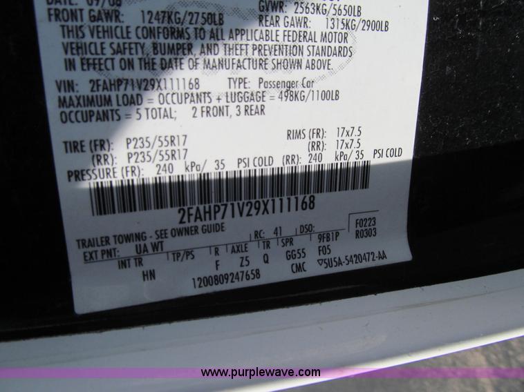 image for item K6372 2009 Ford Crown Victoria Police Interceptor