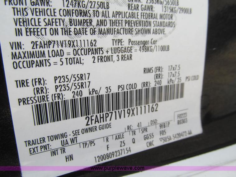 image for item K6373 2009 Ford Crown Victoria Police Interceptor