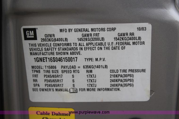 image for item L2472 2004 Chevrolet TrailBlazer EXT SUV