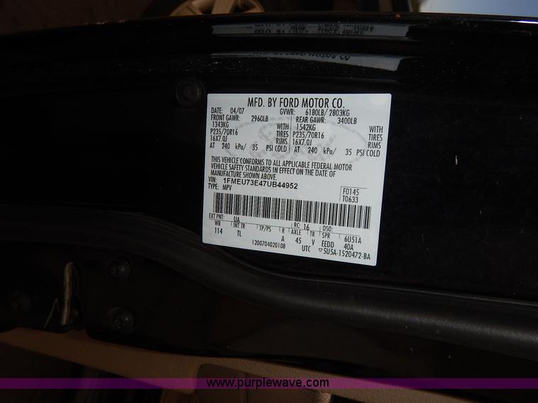 image for item L3500 2007 Ford Explorer XLT SUV