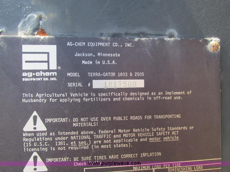 image for item K5188 Ag-Chem TerraGator 1803 applicator cab and chassis