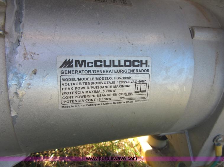 image for item BB9176 Mcculloch FG5700AK generator