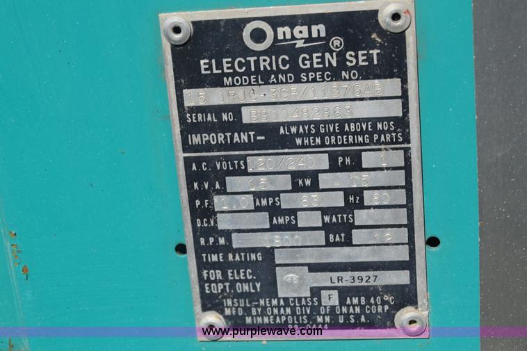 image for item BL9836 Onan generator