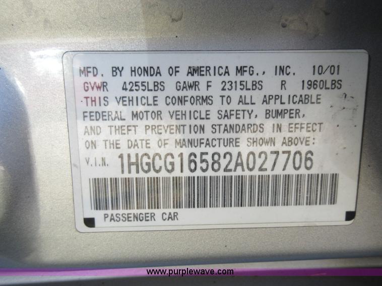 image for item BR9859 2002 Honda Accord EX