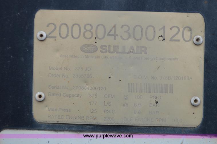 image for item BR9888 Sullair 375JD air compressor