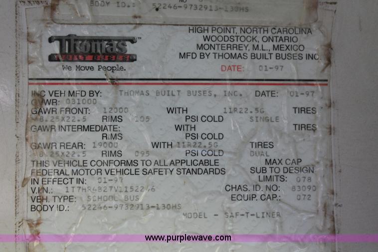 image for item H8089 1997 Thomas Built Saf-T-Liner MVP ER school bus