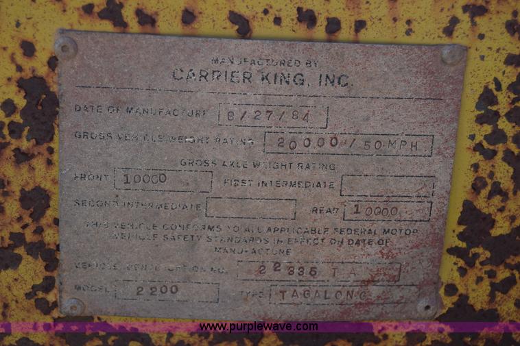 image for item J7844 1984 Carrier King equipment trailer