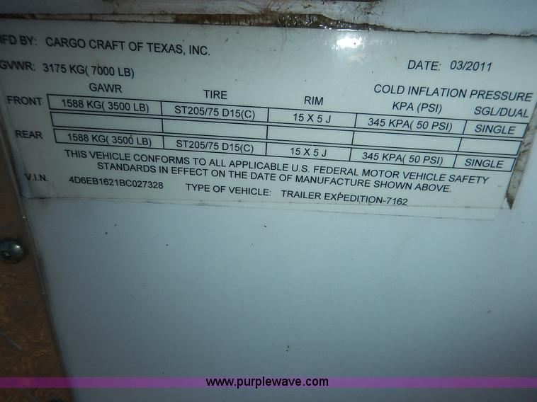 image for item L3527 2011 Cargo Craft enclosed cargo trailer