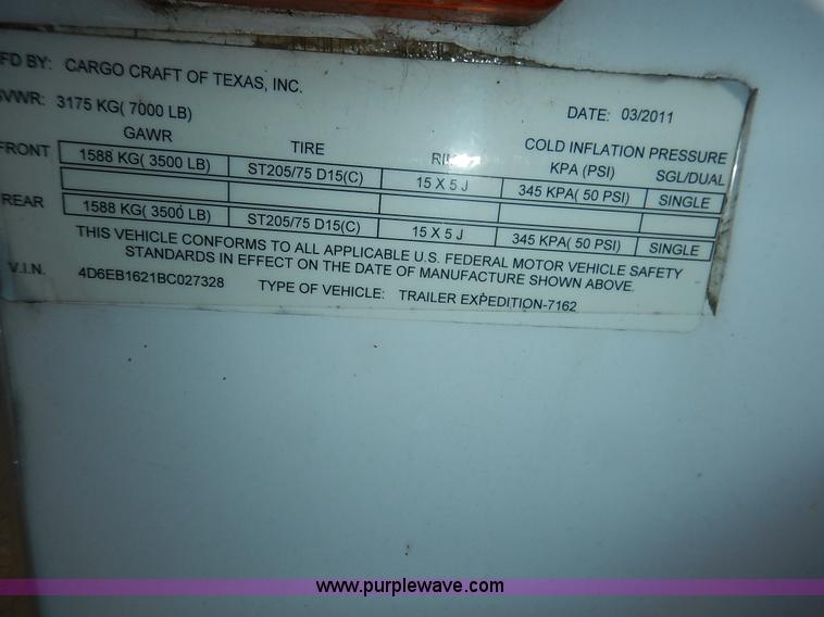 image for item L3527 2011 Cargo Craft enclosed cargo trailer