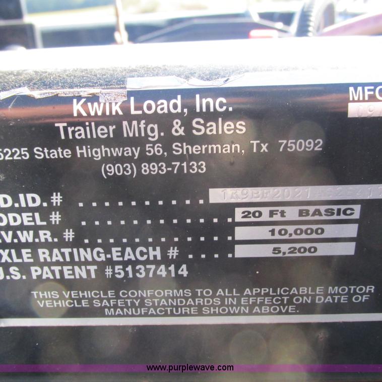 image for item L5302 2010 Kwik Load rollback trailer