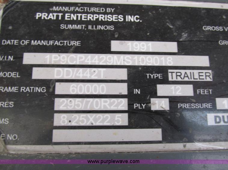image for item BS9953 1991 Pratt DD/442T lowboy equipment trailer