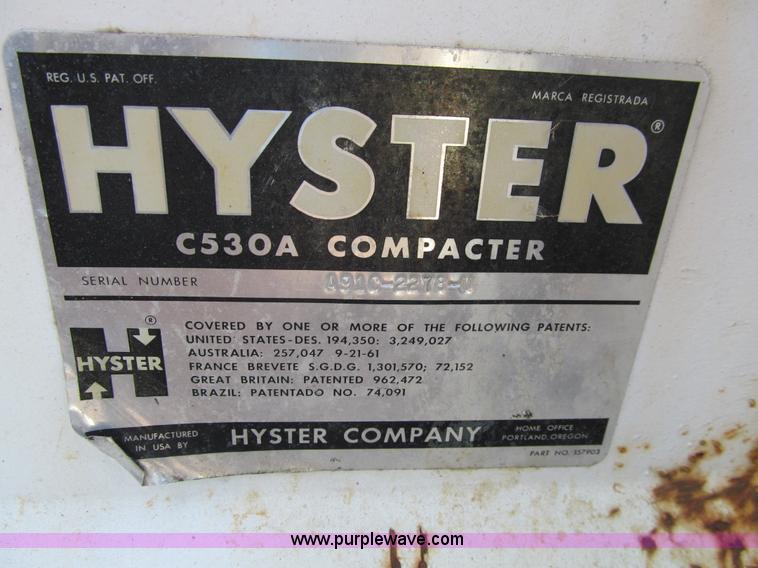image for item K6369 Hyster C530A pneumatic roller
