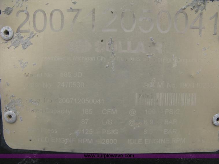 image for item L6378 Sullair 185 air compressor