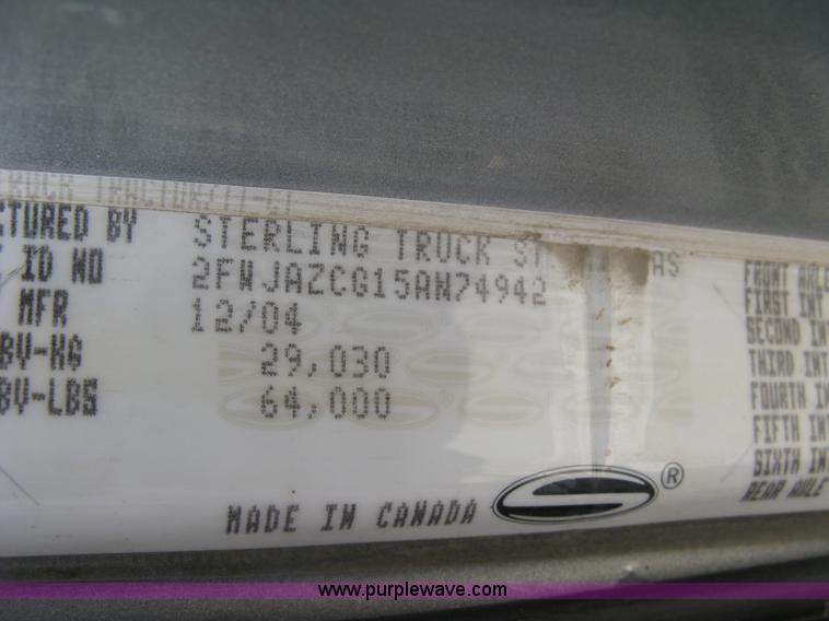 image for item L6409 2005 Sterling L9500 vacuum tank truck