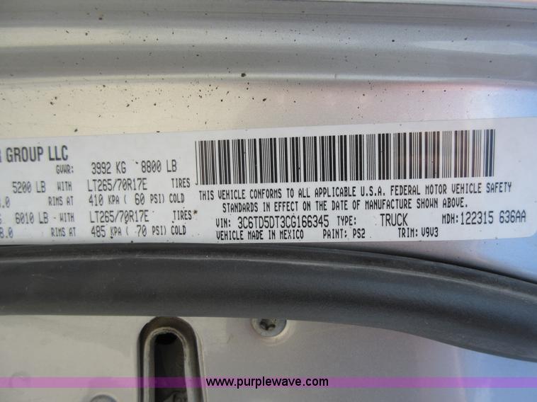 image for item L2753 2012 Dodge Ram 2500 Crew Cab pickup truck