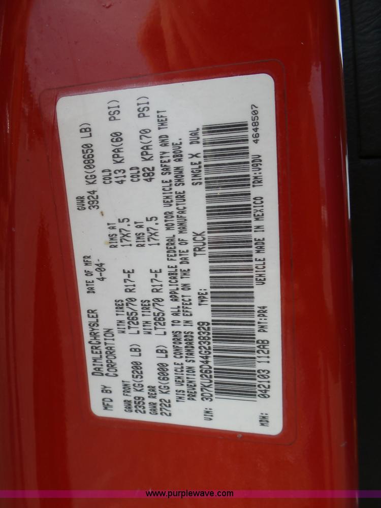 image for item L5037 2004 Dodge Ram 2500 pickup truck