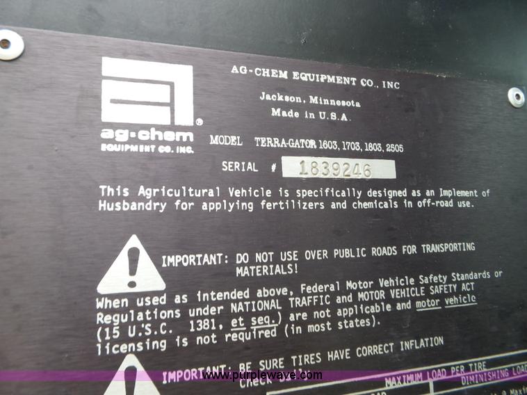 image for item L5039 1995 Ag-Chem TerraGator 1803 self-propelled sprayer