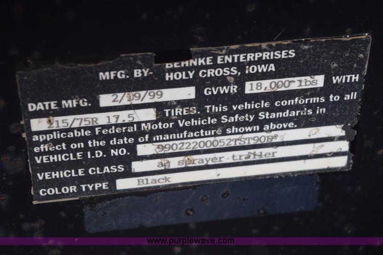 image for item L5080 1999 B&B sprayer trailer