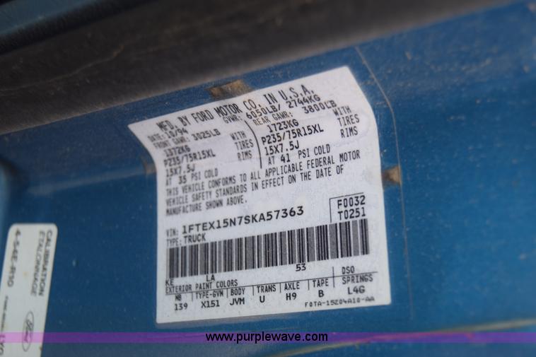 image for item K4770 1995 Ford F150 SuperCab pickup truck