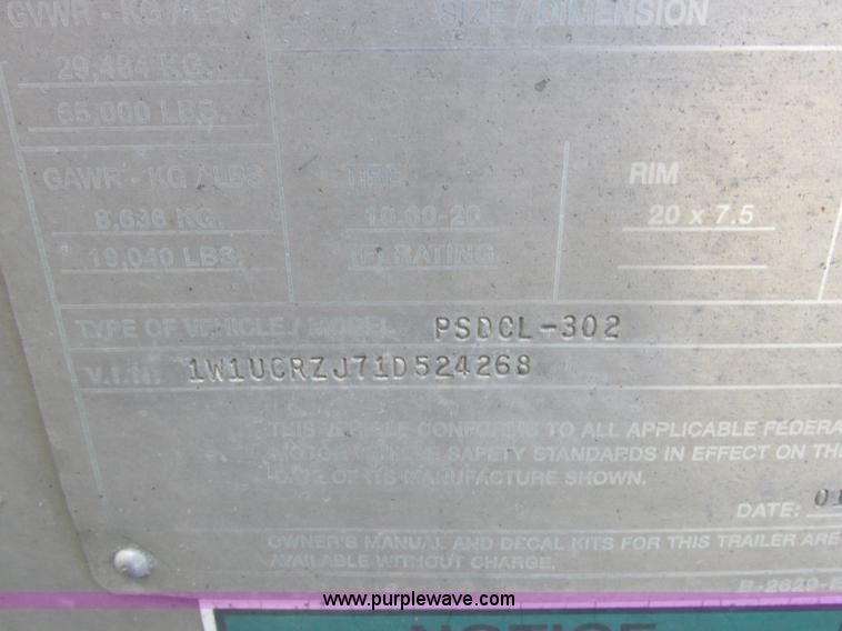 image for item K2197 2001 Wilson PSDCL-302 livestock trailer