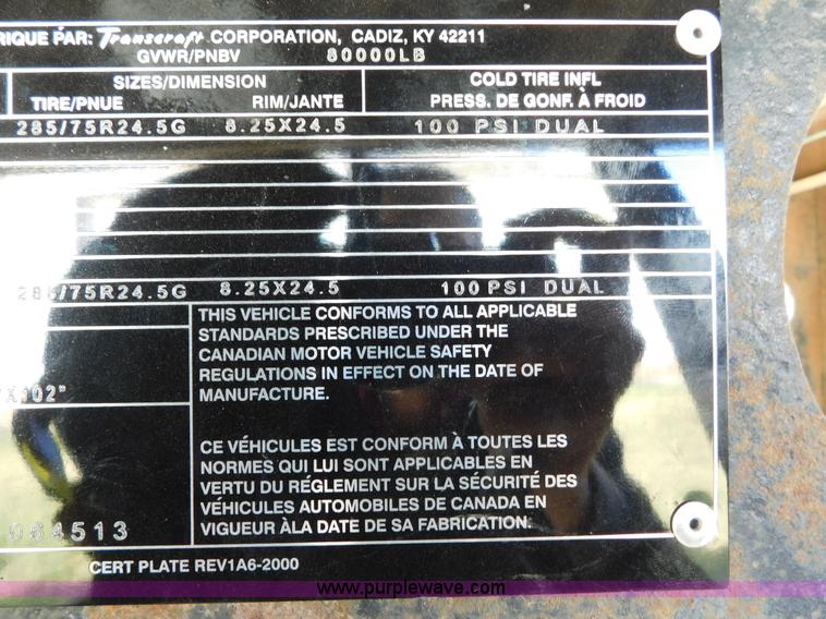 image for item K8235 2000 Transcraft flatbed trailer