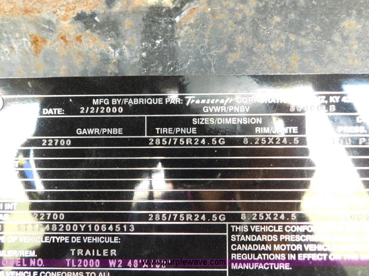 image for item K8235 2000 Transcraft flatbed trailer