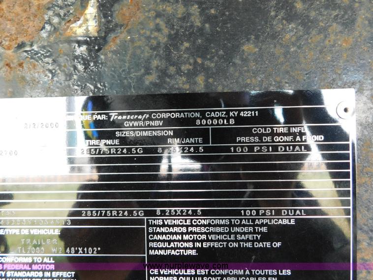 image for item K8235 2000 Transcraft flatbed trailer