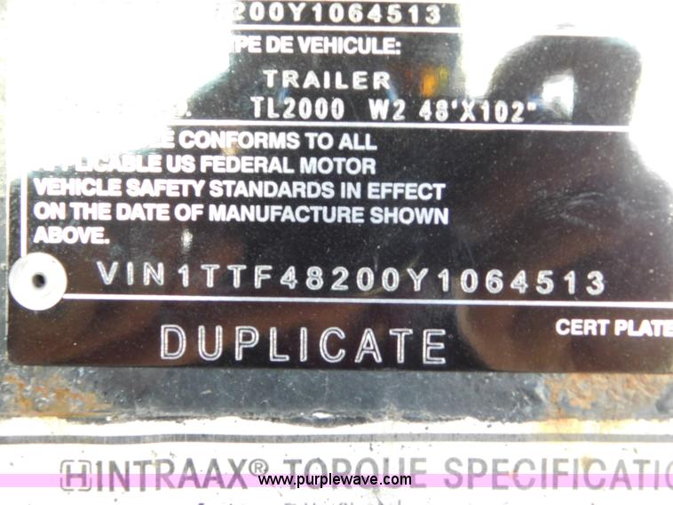 image for item K8235 2000 Transcraft flatbed trailer