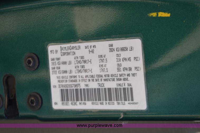 image for item BR9843 2003 Dodge Ram 2500 pickup truck