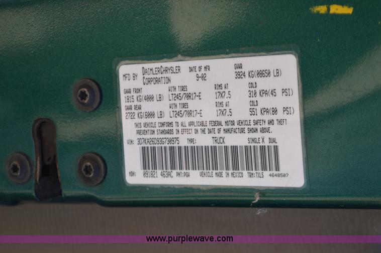 image for item BR9843 2003 Dodge Ram 2500 pickup truck