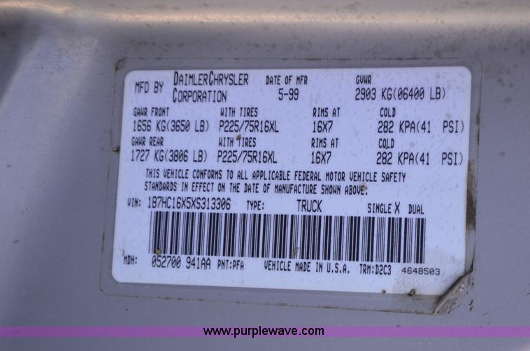 image for item BR9845 1999 Dodge Ram 1500 pickup truck