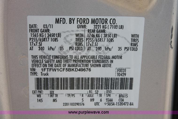 image for item H8083 2011 Ford F150 XLT SuperCrew pickup truck