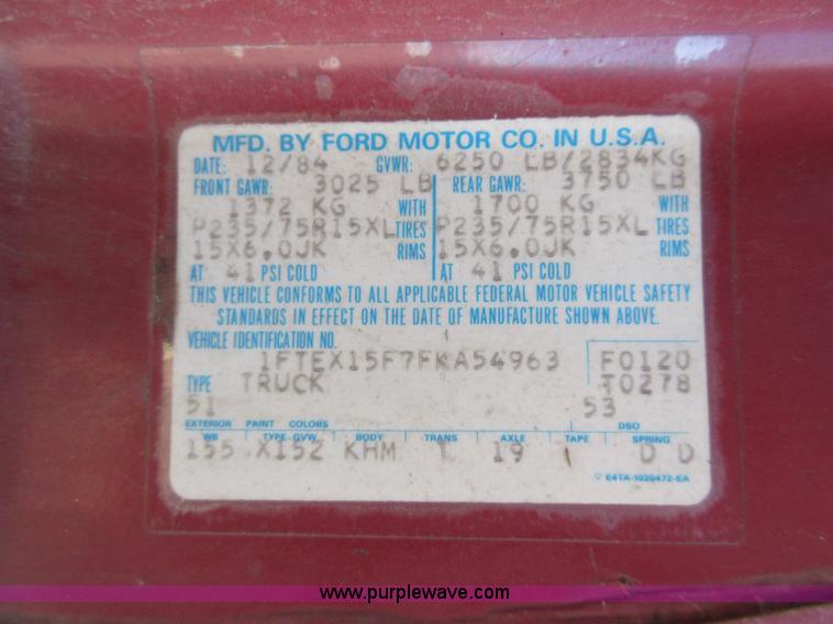 image for item I1935 1985 Ford F150 SuperCab pickup truck