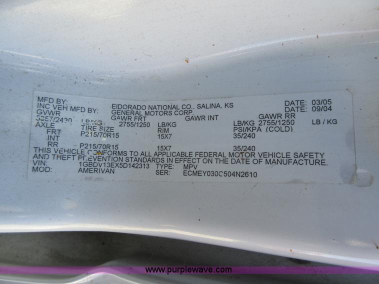 image for item I6386 2005 Chevrolet Venture Cargo van