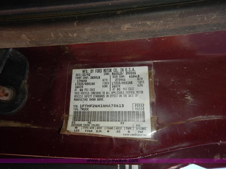 image for item K1743 1992 Ford F250 HD XLT pickup truck