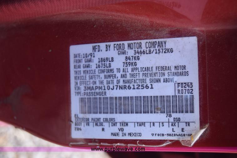 image for item K4751 1992 Mercury Tracer