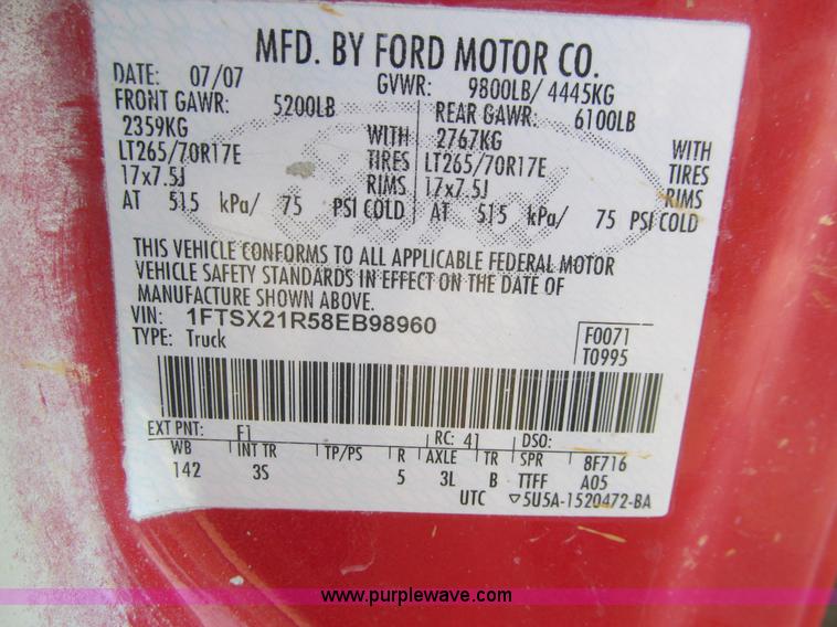 image for item K6390 2008 Ford F250 Super Duty XLT SuperCab pickup truck