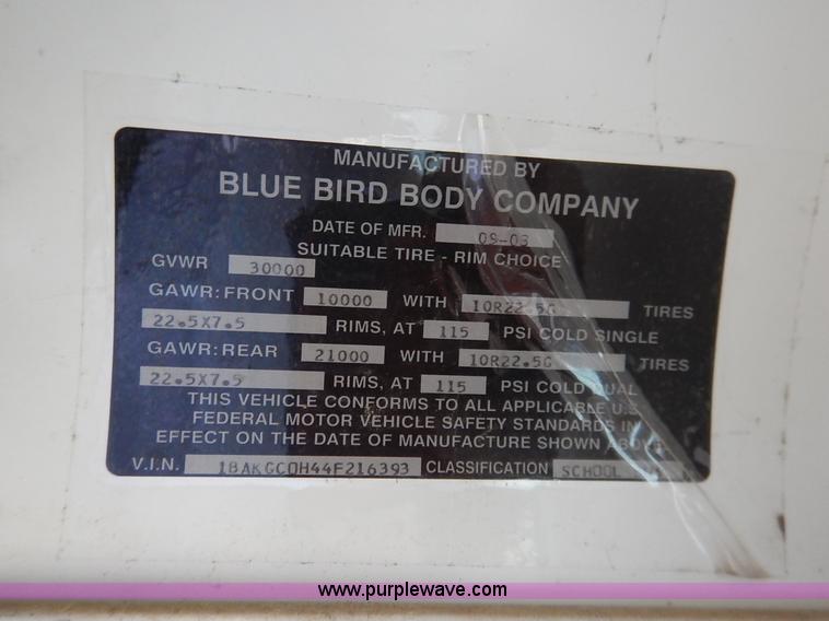 image for item L3529 2004 Blue Bird Vision school bus